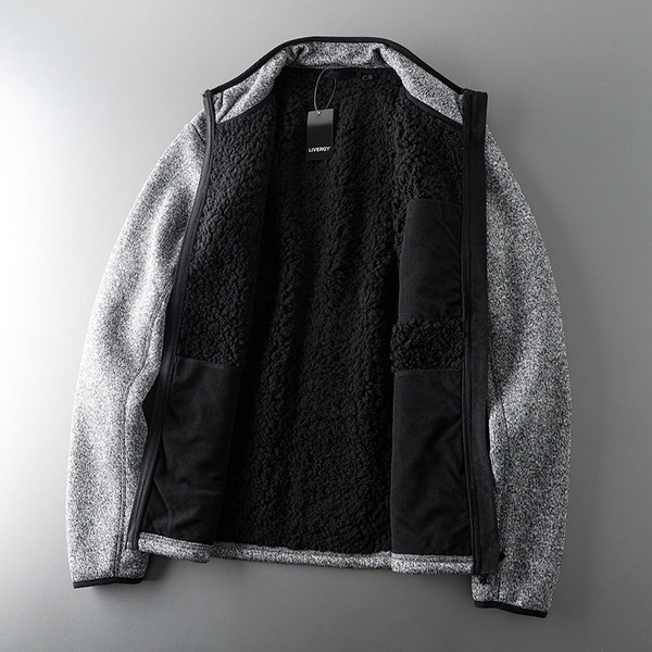 Χειμερινό ανδρικό φούτερ σε γκρι χρώμα με φερμουάρ