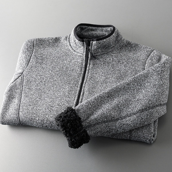 Χειμερινό ανδρικό φούτερ σε γκρι χρώμα με φερμουάρ