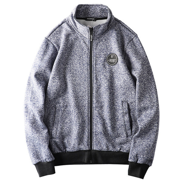 Hanorac casual pentru bărbați cu guler înalt în negru și gri