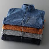 Hanorac polar pentru bărbați cu buzunar și fermoar