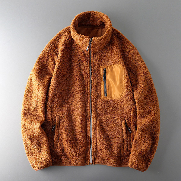 Hanorac polar pentru bărbați cu buzunar și fermoar