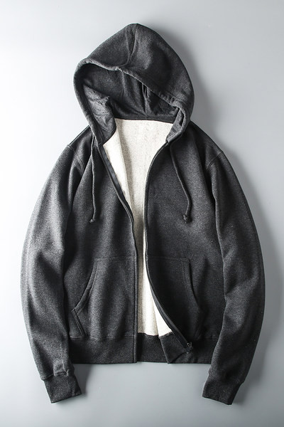 Ανδρικό φούτερ με κουκούλα και φερμουάρ σε γκρι