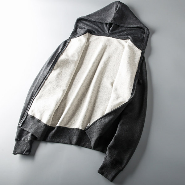 Ανδρικό φούτερ με κουκούλα και φερμουάρ σε γκρι