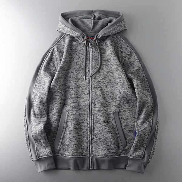 Ανδρικό αθλητικό φούτερ με κουκούλα σε γκρι και μαύρο χρώμα