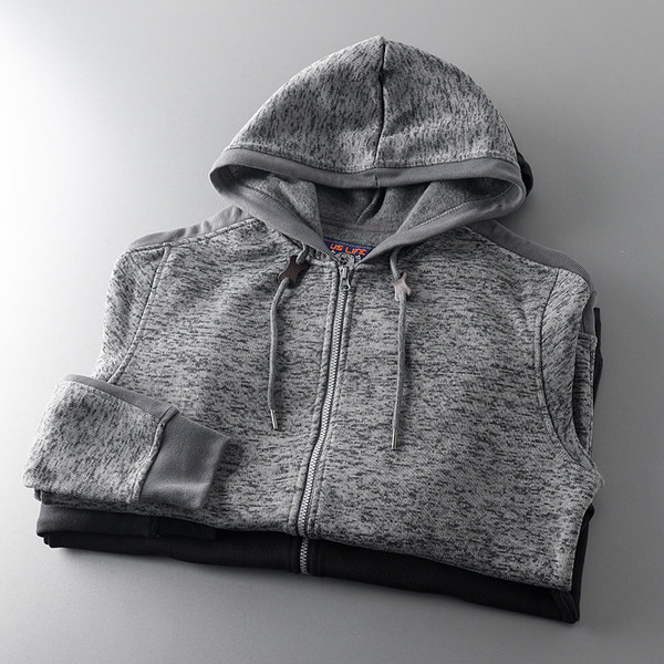 Ανδρικό αθλητικό φούτερ με κουκούλα σε γκρι και μαύρο χρώμα