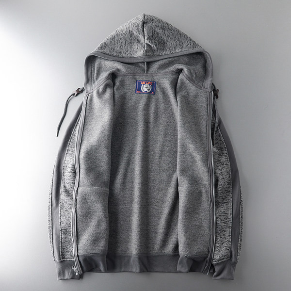 Ανδρικό αθλητικό φούτερ με κουκούλα σε γκρι και μαύρο χρώμα