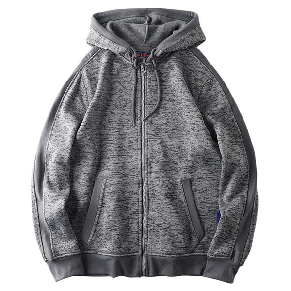 Ανδρικό αθλητικό φούτερ με κουκούλα σε γκρι και μαύρο χρώμα