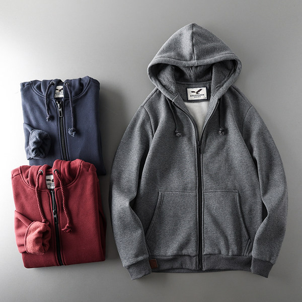 Ανδρικό φούτερ με χοντρή βελούδινη φόδρα και κουκούλα