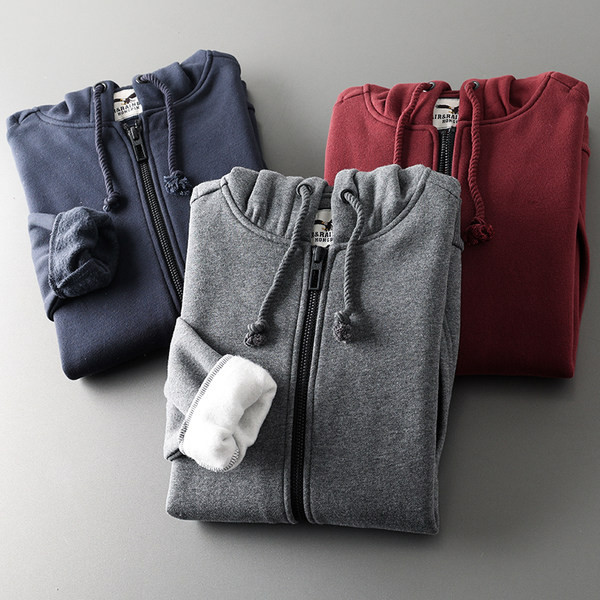 Ανδρικό φούτερ με χοντρή βελούδινη φόδρα και κουκούλα