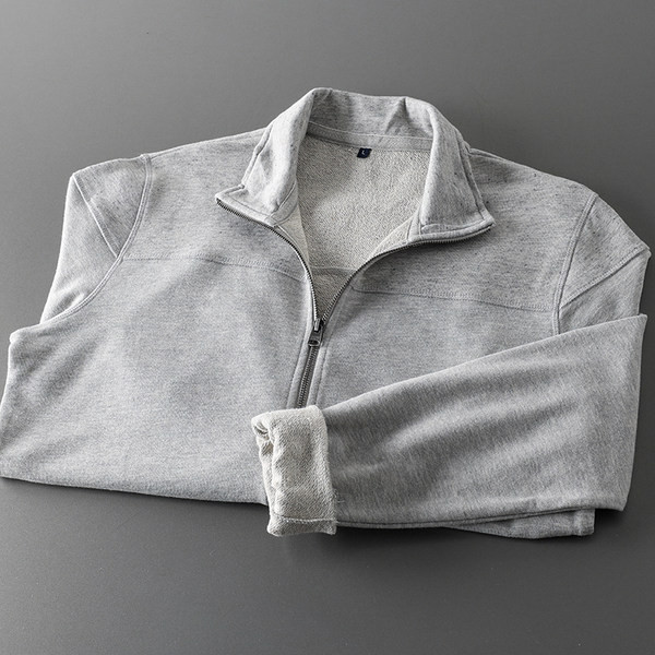 Hanorac casual pentru bărbați, cu guler înalt, de culoare gri