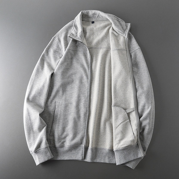 Hanorac casual pentru bărbați, cu guler înalt, de culoare gri