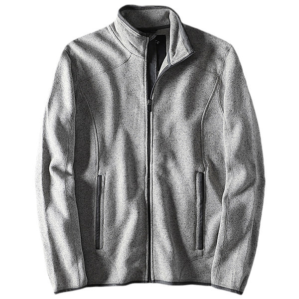 Szürke férfi pulóver cipzárral és magas gallérral