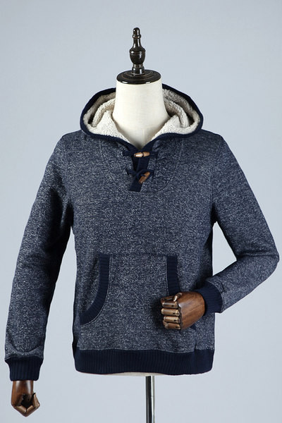 Νέο μοντέλο ανδρικό φούτερ με ζεστή φόδρα - μπλε χρώμα