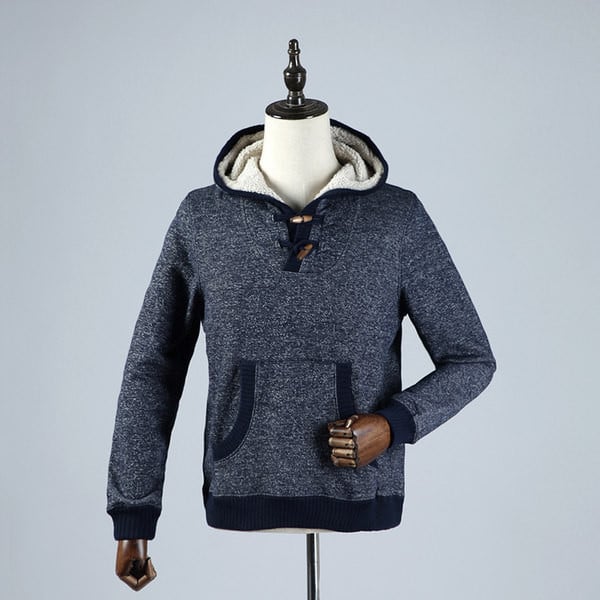 Νέο μοντέλο ανδρικό φούτερ με ζεστή φόδρα - μπλε χρώμα