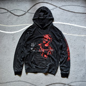 Ανδρικό φούτερ με στάμπα και κουκούλα σε μαύρο χρώμα