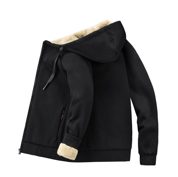 Férfi pulóver két színben kapucnival