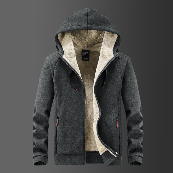 Férfi pulóver két színben kapucnival