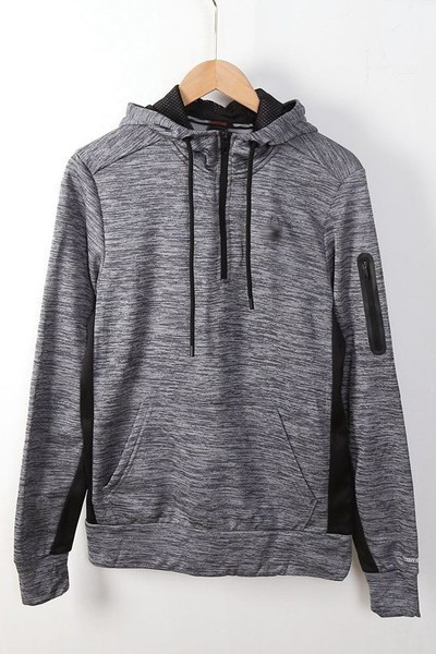 Férfi pulóver kapucnival és oldalsó cipzárral az ujján-polar