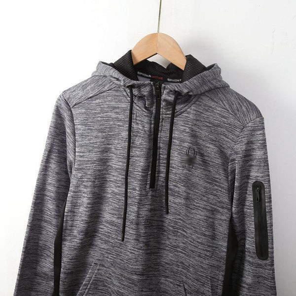 Férfi pulóver kapucnival és oldalsó cipzárral az ujján-polar