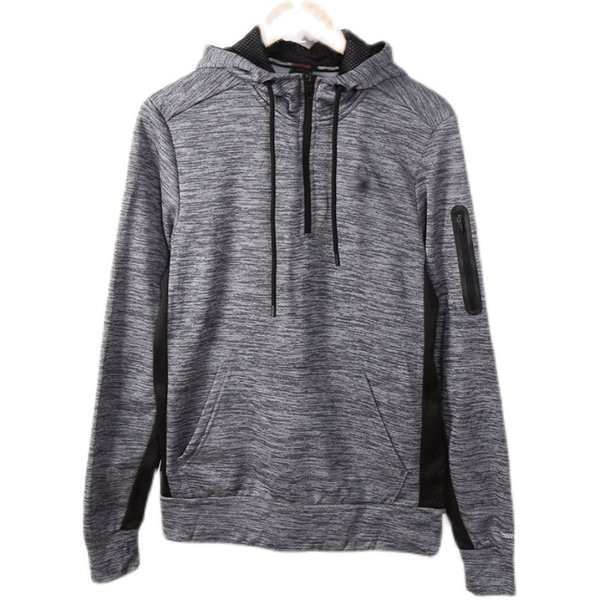 Férfi pulóver kapucnival és oldalsó cipzárral az ujján-polar