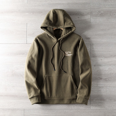 Egyszínű hétköznapi pulóver felirattal és kapucnival