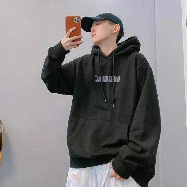 Φαρδύ μοντέλο ανδρικό φούτερ με κουκούλα και επιγραφή