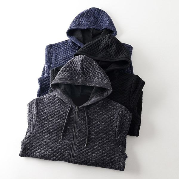 Vastag férfi pulóver kapucnival - egyszínű