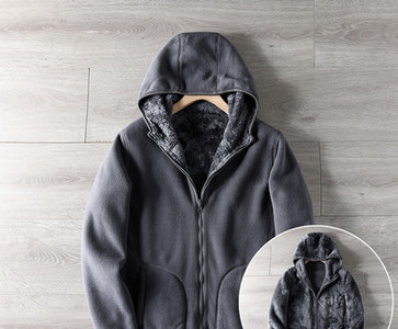 Hanorac polar pentru bărbați cu glugă - două fețe