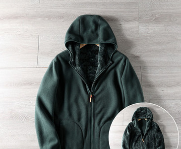 Hanorac polar pentru bărbați cu glugă - două fețe