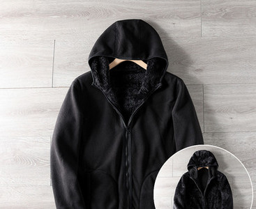 Hanorac polar pentru bărbați cu glugă - două fețe