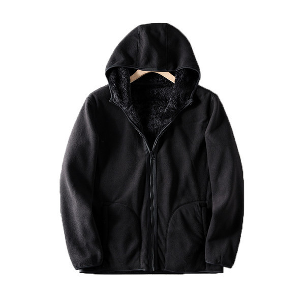 Hanorac polar pentru bărbați cu glugă - două fețe