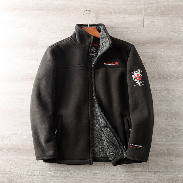 Hanorac de iarna pentru barbati cu fermoar si guler inalt - doua culori