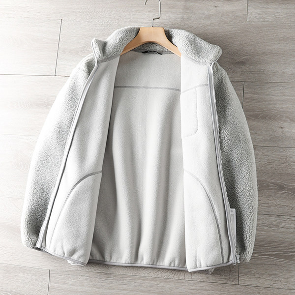 Férfi plüss pulóver magas gallérral és cipzárral