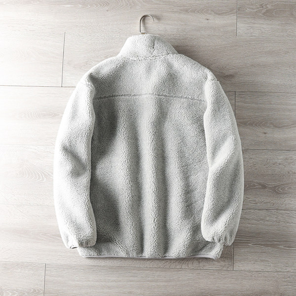 Férfi plüss pulóver magas gallérral és cipzárral