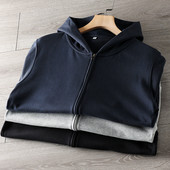 Hanorac casual barbatesc cu gluga si fermoar