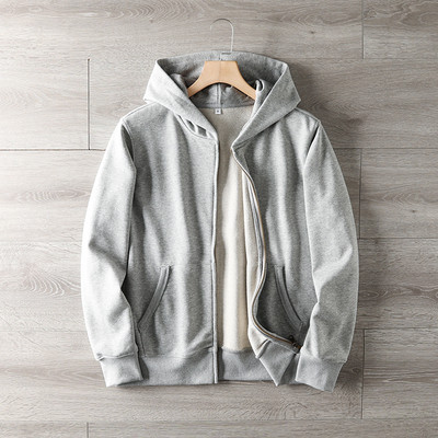 Hanorac casual barbatesc cu gluga si fermoar