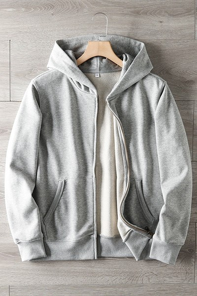 Hanorac casual barbatesc cu gluga si fermoar