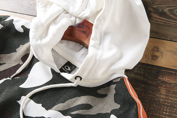 Hanorac casual pentru bărbați, de camuflaj, cu glugă