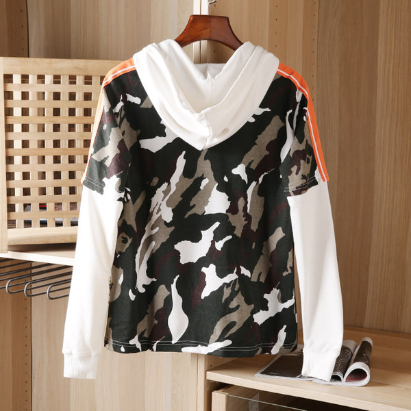 Hanorac casual pentru bărbați, de camuflaj, cu glugă