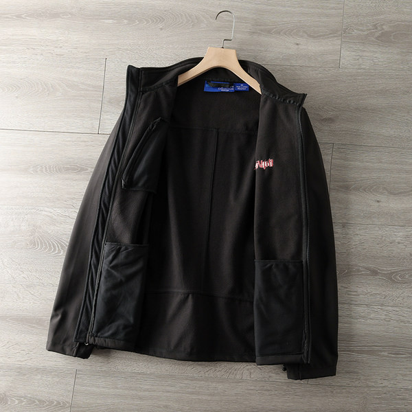 Férfi pulóver cipzárral és fekete hímzéssel