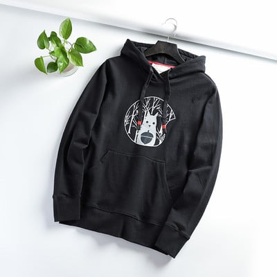 Hanorac de zi cu zi pentru bărbați cu imprimeu și glugă - negru și gri