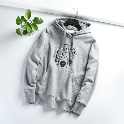 Hanorac de zi cu zi pentru bărbați cu imprimeu și glugă - negru și gri