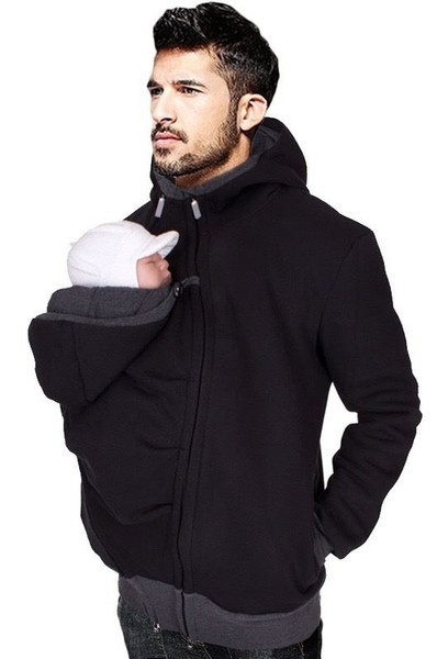 Muška majica za bebe s kapuljačom u crnoj boji