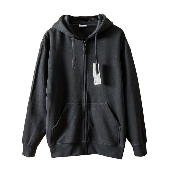 Férfi pulóver cipzárral és kapucnival fekete színben