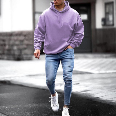 Hanorac din bumbac pentru barbati cu buzunare si gluga