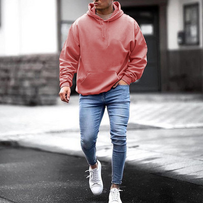 Hanorac din bumbac pentru barbati cu buzunare si gluga