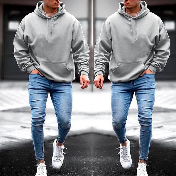 Hanorac din bumbac pentru barbati cu buzunare si gluga