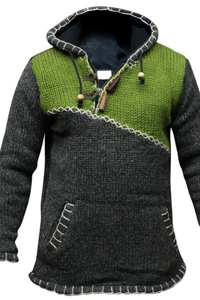 Hanorac la modă pentru bărbați, cu legături cu glugă și buzunar