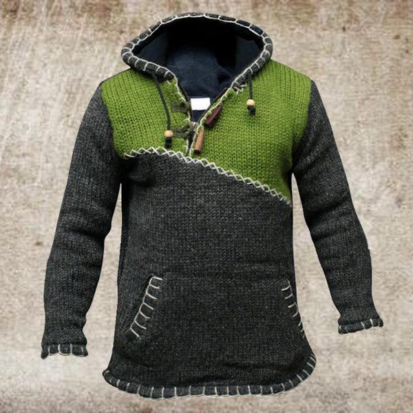 Hanorac la modă pentru bărbați, cu legături cu glugă și buzunar