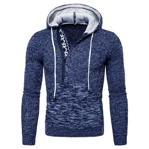 Ανδρικό εφαρμοστό πουλόβερ με κουκούλα